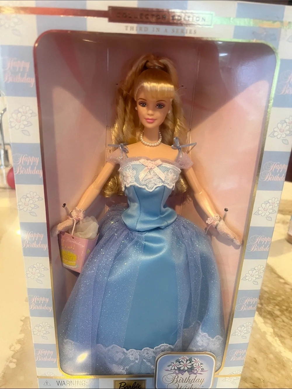 Barbie 2001 Birthday Wishes Doll in Shimmery Blue and Pink